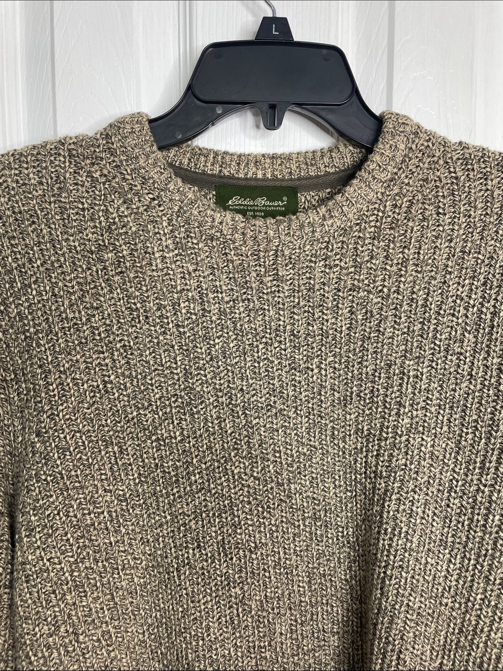 Eddie Bauer Men's Crewneck Sweater in Taupe Heather - Picture 4 of 4